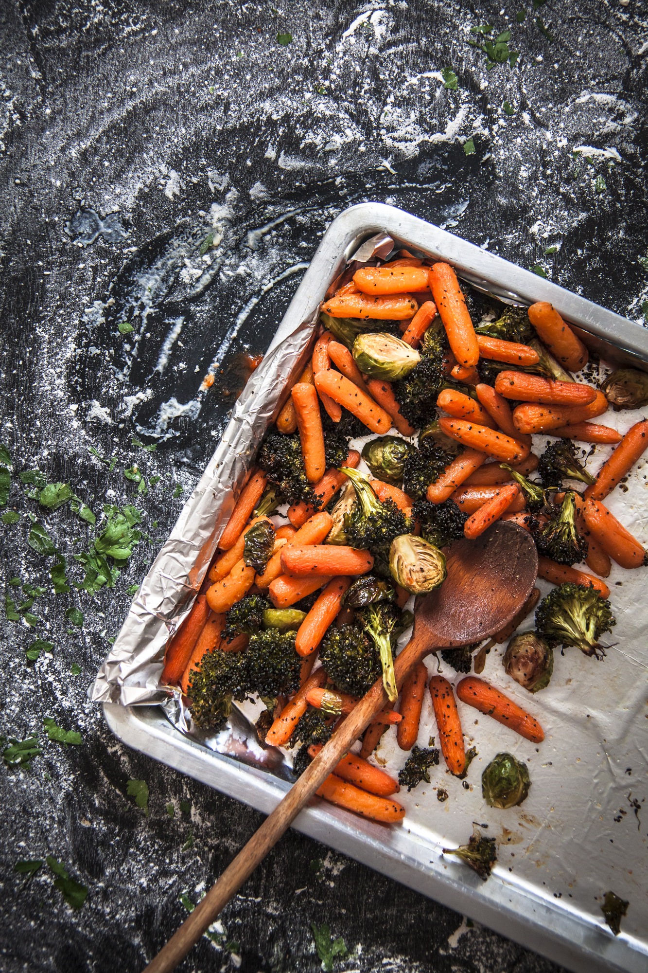 Oven Roasted Baby Carrots, Broccoli and Brussel Sprouts Nina's Vegan