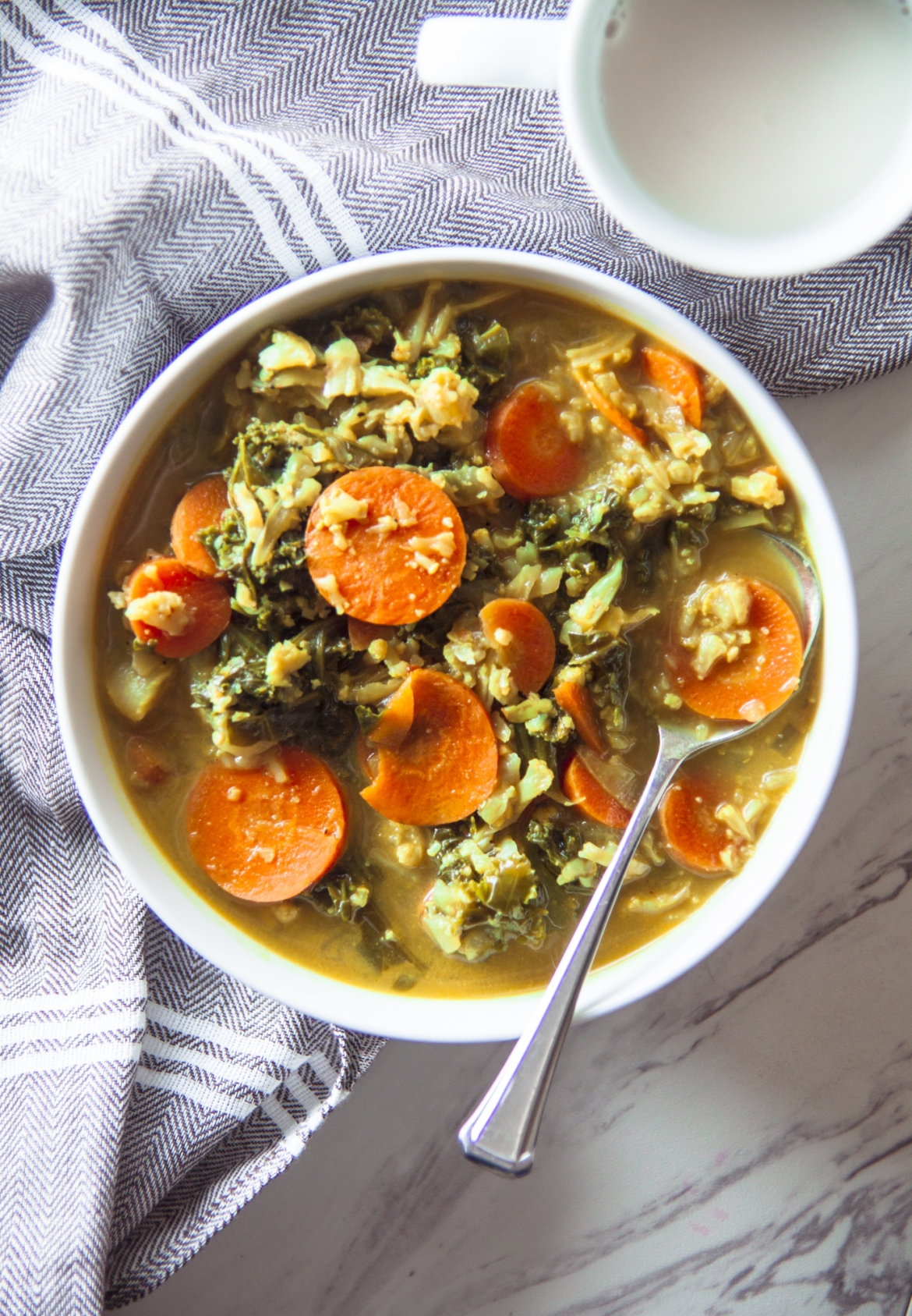 Curried Cauliflower Carrot & Kale Soup - Nina's Vegan Recipes