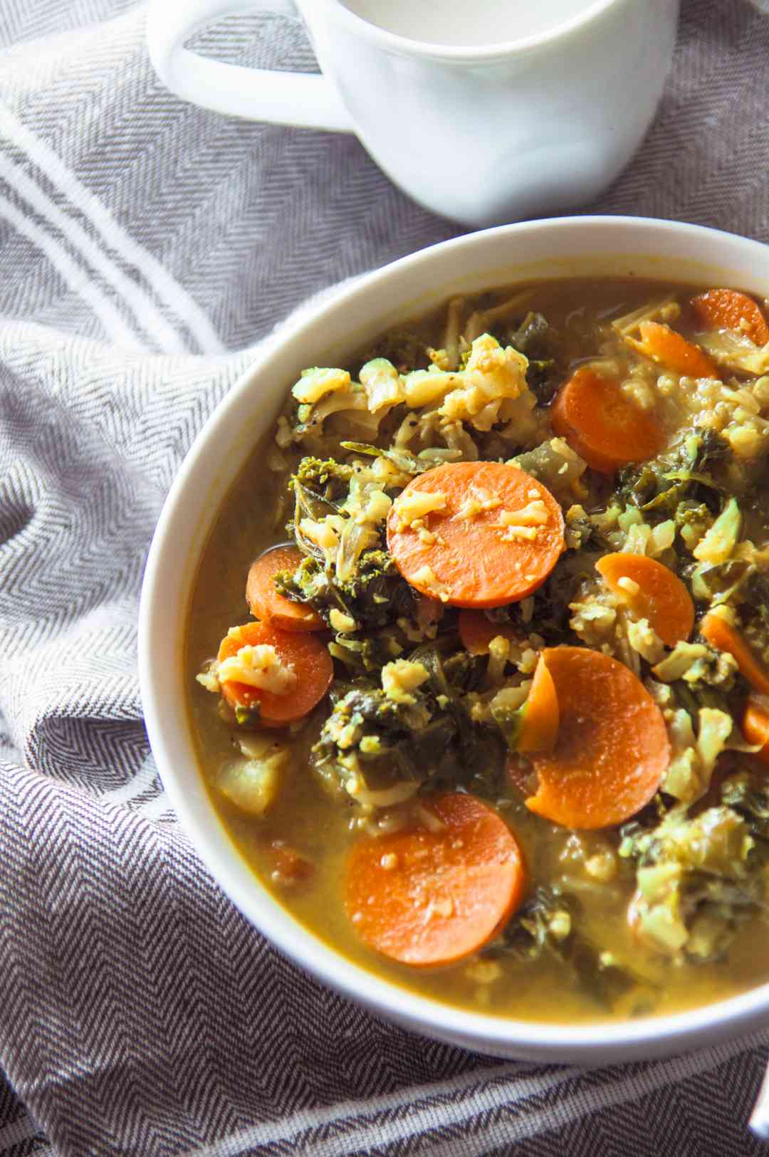 Curried Cauliflower Carrot & Kale Soup - Nina's Vegan Recipes